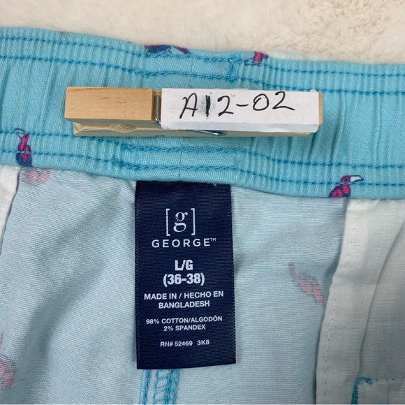George Men’s Jogger Shorts Solid Light Blue with Birds Prints Size L (36-38) NWT - Picture 12 of 13